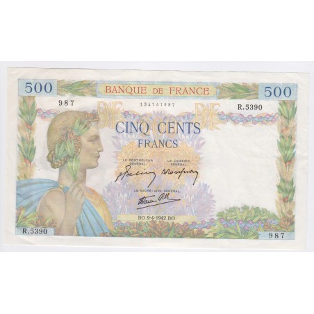 France 500 Francs La Paix 9-04-1942, R.5390 987, Sup+,  lartdesgents.fr