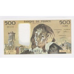 France 500 Francs Pascal 3-03-1988, S.275 26131, Neuf, Cote 120 Euros lartdesgents.fr