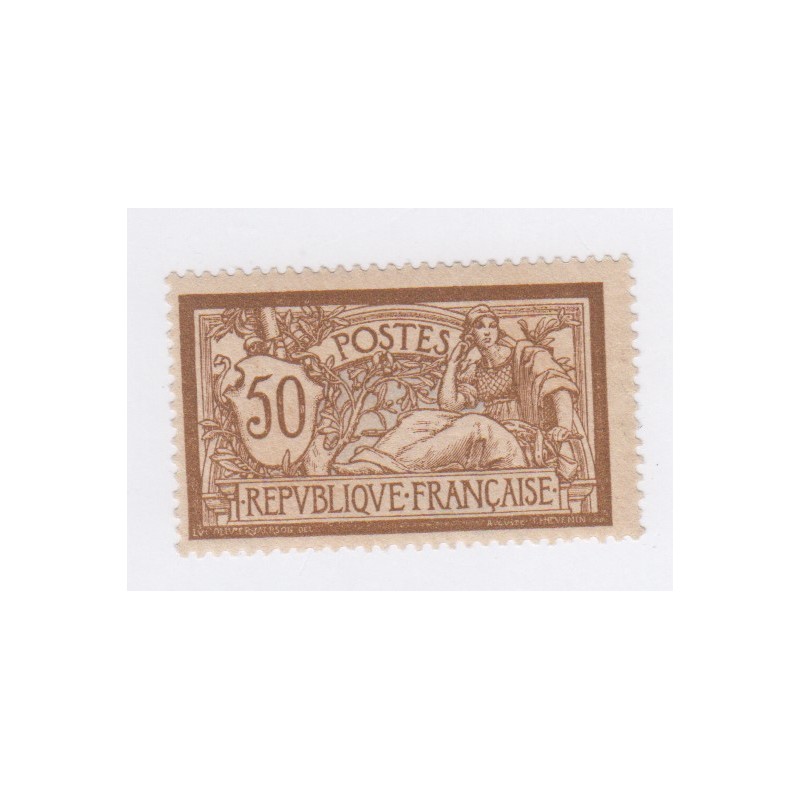 Timbre France N°120 -  50 c. brun et gris Merson Neuf* avec charnières- signé calvès - cote 125 Euros - lartdesgents.fr