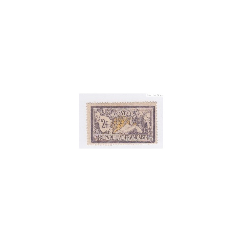Timbre France N°122 - 2 f. violet et jaune Merson 1900 - Neuf* - signé  Calvès - cote 1000 Euros - lartdesgents.fr