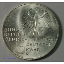 Germany: BRD 5 mark 1974 D IMMANUEL KANT, lartdesgents.fr