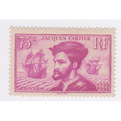 Timbre France N°296 - Jacques Cartier - Neuf**  - cote 110 Euros - Signé Calvès - lartdesgents.fr
