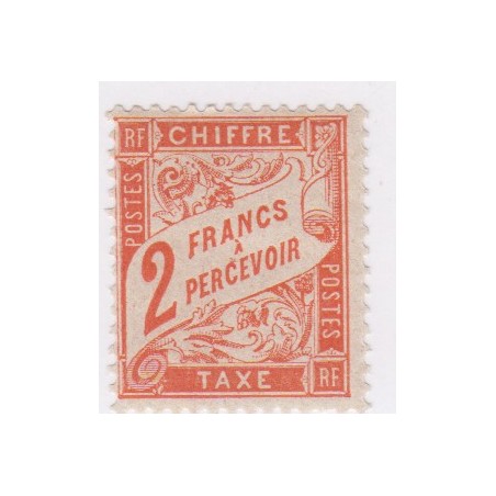 Timbre Taxe France N°41- 2 f. rouge-orange - 1893-193535 - Neuf*  - cote 350 Euros - signé calvès - lartdesgents.fr