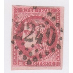 Timbre France N°49 - 80 c. rose - oblitération losange - cote 350  Euros  - lartdesgents.fr