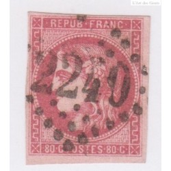 Timbre France N°49 - 80 c. rose - oblitération losange - cote 350  Euros  - lartdesgents.fr