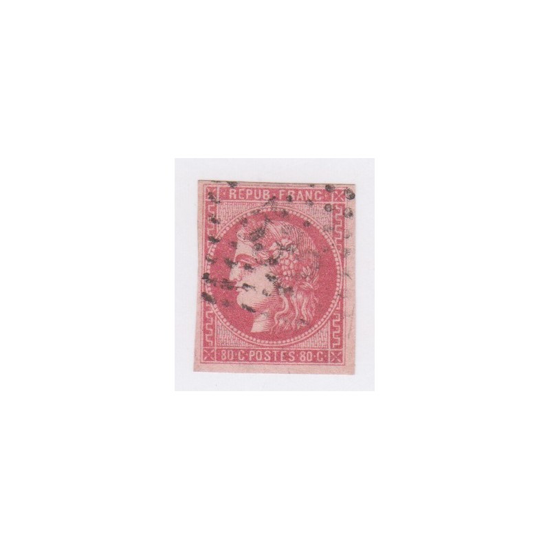 Timbre France N°49 - 80 c. rose - oblitération  - cote 350  Euros  - lartdesgents.fr