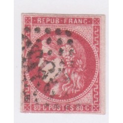 Timbre France N°49 - 80 c. rose 1er choix - oblitéré  - cote 350  Euros  - lartdesgents.fr