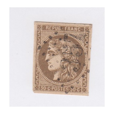 Timbre France N°47 - 30 c. brun - oblitéré  - cote 280  Euros- signé Calvès - lartdesgents.fr