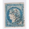 Timbre France N°44 - 20 c. bleu - oblitéré  - cote 850  Euros- signé Calvès - lartdesgents.fr