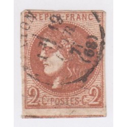 Timbre France N°40B - 2 c. brun rouge - oblitéré - cote 330 Euros- signé Calvès - lartdesgents.fr