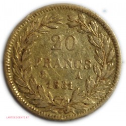 LOUIS PHILIPPE I tête nue - 20 Francs or 1831 A Paris, lartdesgents.fr
