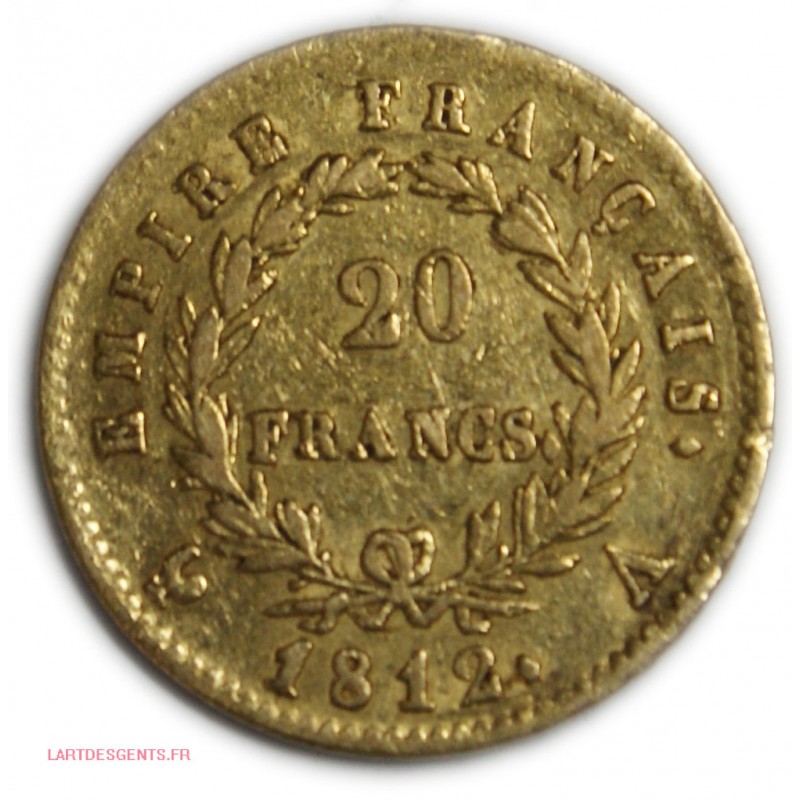 Napoléon Ier Empereur - 20 Francs or 1812 A Paris, lartdesgents.fr