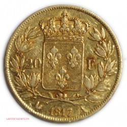 Louis XVIII - 20 Francs or 1817 A Paris tête nue, lartdesgents.fr