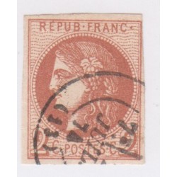 Timbre France n°40B , 2c. brun-rouge,  18 déc 1870 Oblitéré  Signé Calvès cote 330 Euros lartdesgents.fr