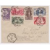 Enveloppe avec 5 timbres Afrique Equatoriale 1937 de l'exposition internationale de Paris oblitérés lartdesgents.fr