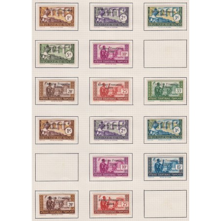 Séries de 15 Timbres Colonies AEF année 1941 n°156 à n°164 avec ou sans variétés Neufs lartdesgents.fr
