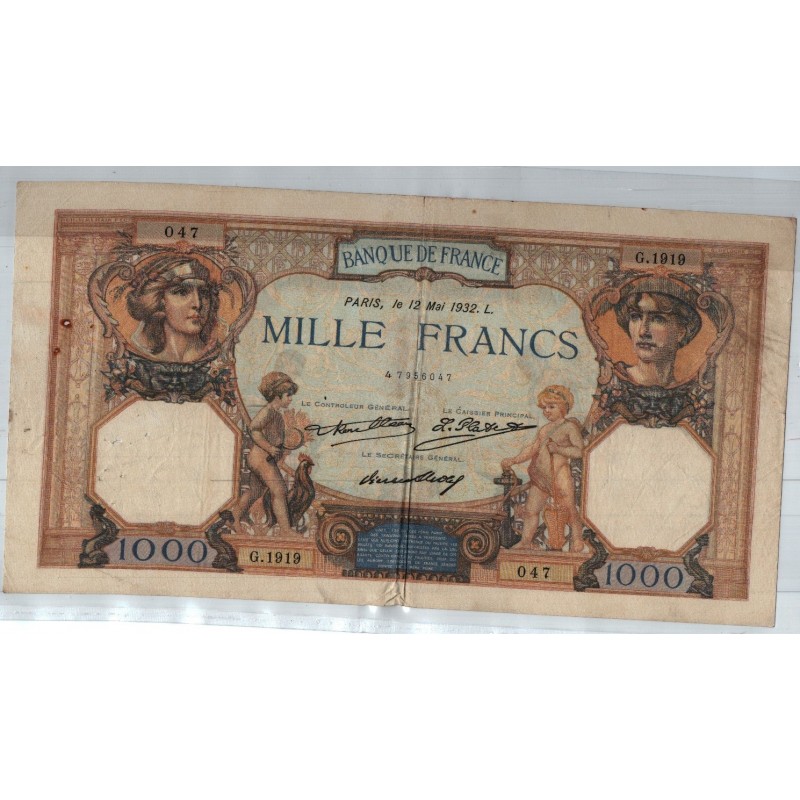 France 1000 Francs Cérès et Mercure 12 MAI 1932, G.919 047, TB+, lartdesgents