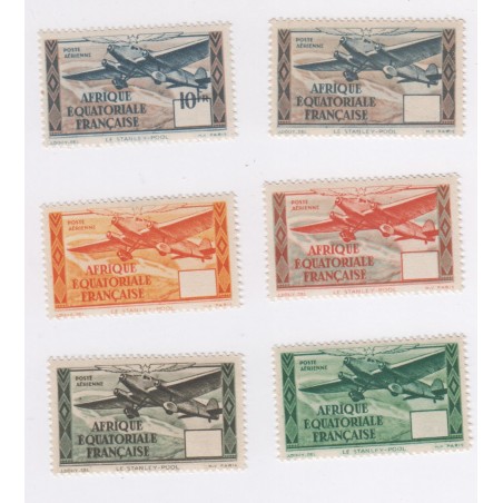 Colonies AEF année 1943 - Timbres Poste Aérienne avec variétés non référencées n°38 à 41A-  Neufs** - signés - lartdesgents.fr