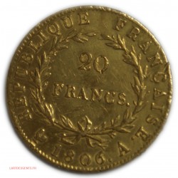 NAPOLEON EMPEREUR- 20 Francs or 1806 A Paris, lartdesgents.fr