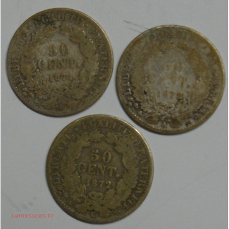 lot de 50 centimes Cérès 1871A, 1872A, 1872K, cote 140€, lartdesgents.fr