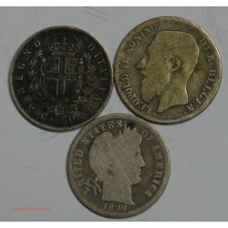 lot 50 centesimi 1863 Milan (rare), dime 1899 + 50c.1898 belge lartdesgents.fr