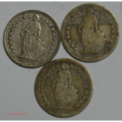 lot 1/2 franc 1875, 1877, 1910 Suisse - Helvetia ,lartdesgents.fr