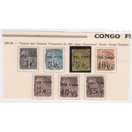 Timbres des Colonies Françaises de 1881 - Congo - n°1 à n°7   - Neufs - cote 1985 Euros - l'artdesgents.fr