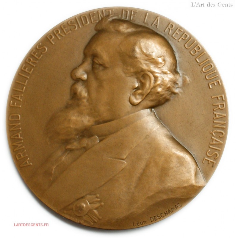 Médaille Armand Fallieres bronze Léon Deschamps, lartdesgents.fr