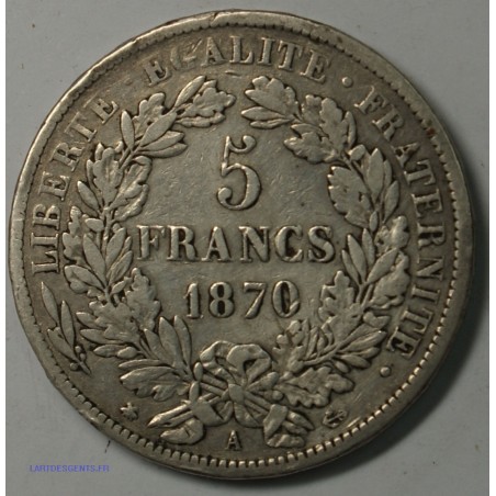 Défense Nationale - 5 Francs 1870 A, lartdesgents.fr