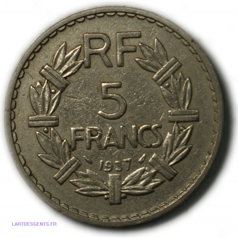 Lavrillier - 5 Francs 1937 Nickel 12g, lartdesgents.fr