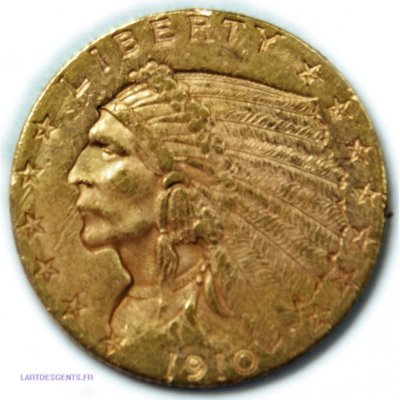 USA - 2.5$ dollars 1910 India , lartdesgents.fr