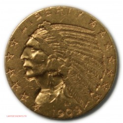 USA - 5$ OR 1909 Indian head/tête d'indien