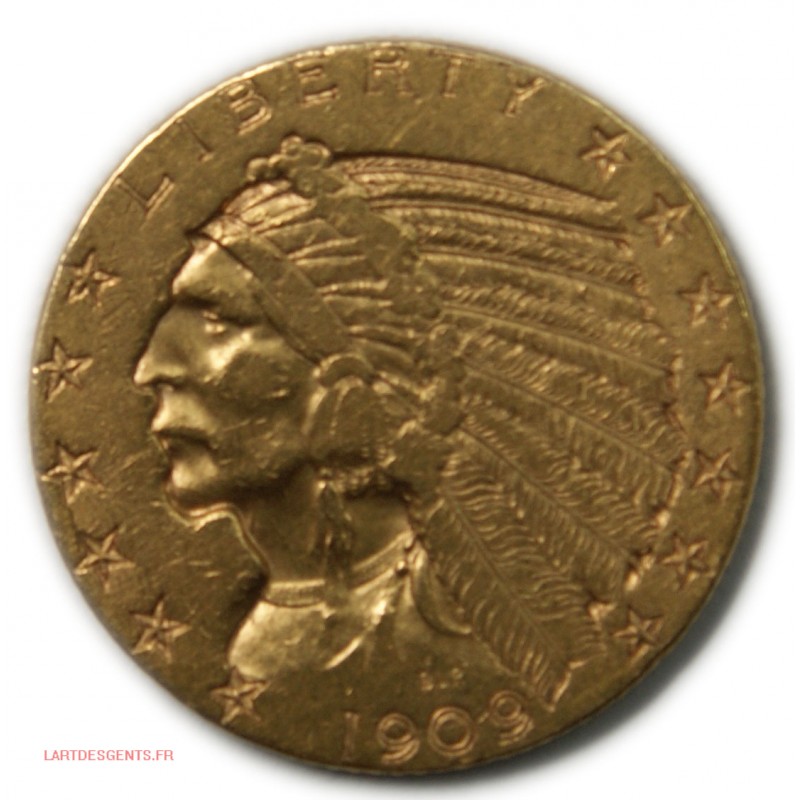 USA - 5$ OR 1909 Indian head/tête d'indien