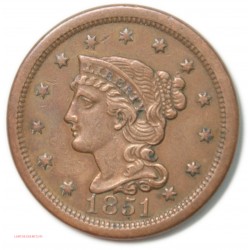 US 1851 braided hair large cent young head, lartdesgents