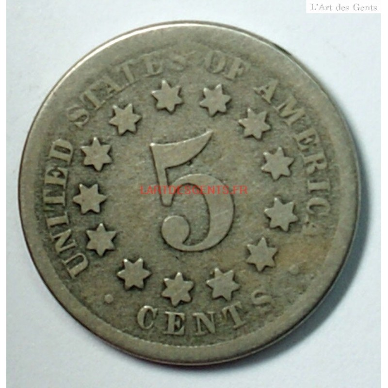 US 1869 shield 5c Nickel, 5 Cents, lartdesgents