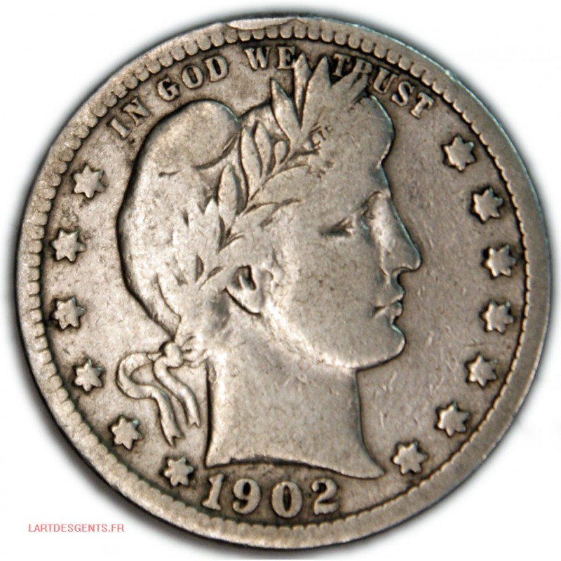 US - Barber Quarter Dollar 1902 , lartdesgents.fr