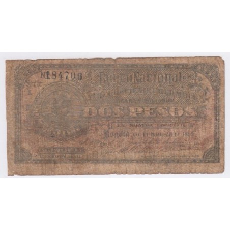 Colombie - 2 Pesos 1899 Série L n°184700 lartdesgents.fr