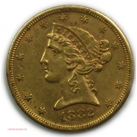 USA - 5$ OR 1882 San Francisco Coroner, 5 dollars 1882 S. Liberty