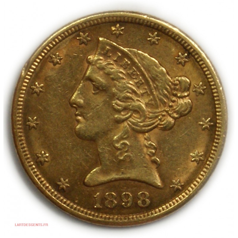 USA - 5$ OR 1898 S Coronet head, 5 dollars 1898 San Francisco Liberty