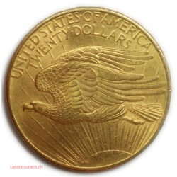 USA - 20$ OR 1908 no motto , 20 dollars 1908 St Gaudens sans  légende