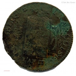 Louis XVI; 2 sols aux balances 1793 H La Rochelle AN II rare
