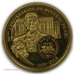 Médaille en or 55° Anniversaire du nouveau Franc