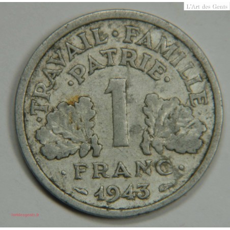 1 Franc Francisque lourde 1943 F.222/3 TB