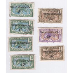 Moyen Congo - lot de 7 timbres quittance et timbres de dimension, lartdesgents.fr