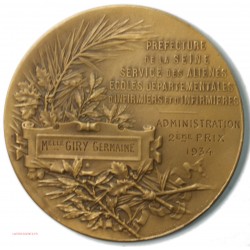 Médaille Préf. Seine service aliénés 1934 par A. DESAIDE, lartdesgents.fr