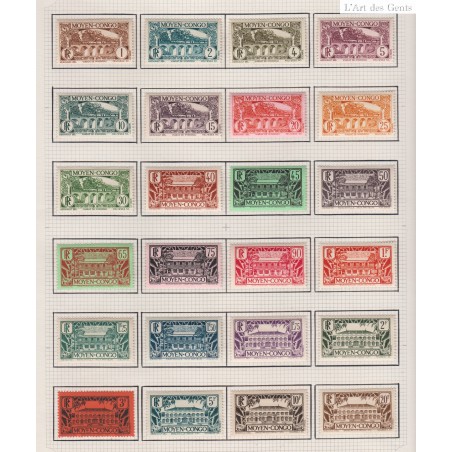 Moyen Congo 24 timbres de 1933 - n°113 à n°134 - neufs*, lartdesgents.fr