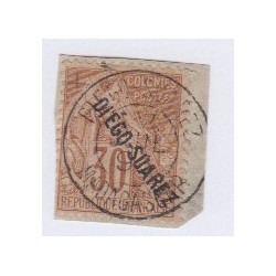 Timbre Diego Suarez - Colonies n°21- 30 c. brun surchargé - cote 1100 euros, lartdesgents