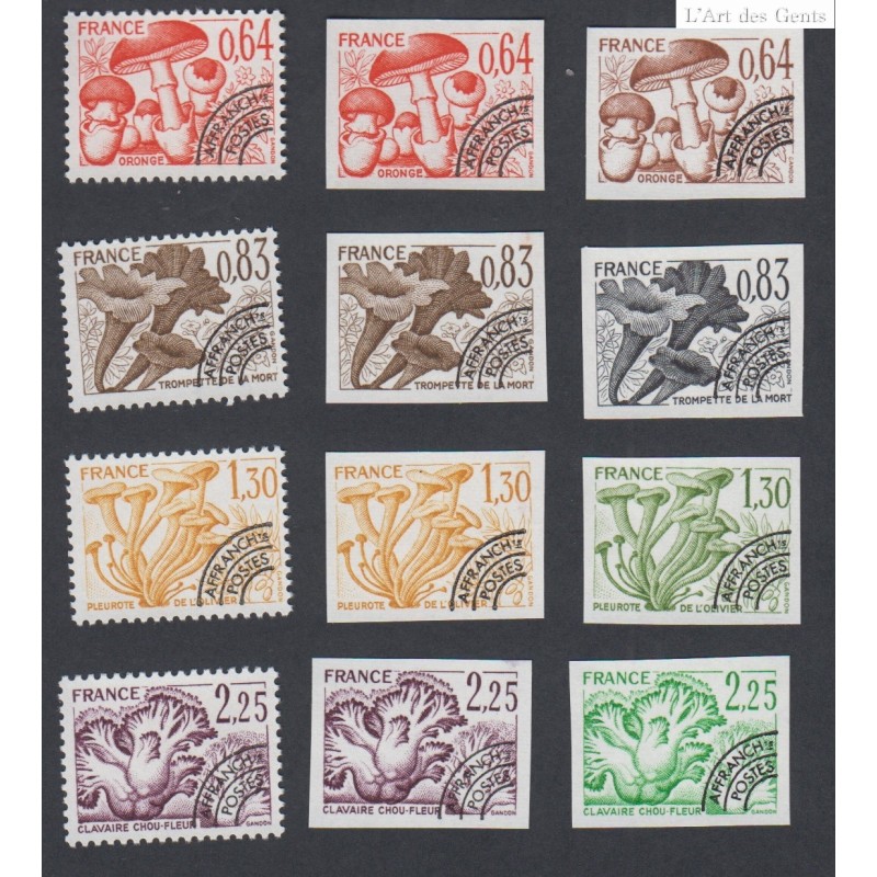 Timbres Préoblitérés n°158 à n°161 dentelés - non dentelés - essais de couleurs- Neufs**  cote 124 euros, lartdesgents