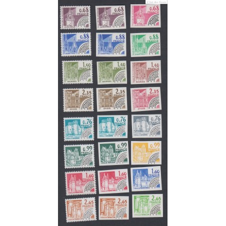 Timbres Préoblitérés n°162 à n°169 dentelés - non dentelés - essais de couleurs- Neufs**  cote 67 euros, lartdesgents