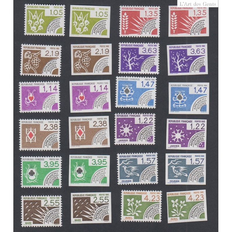 Timbres Préoblitérés n°178 à n°189 dentelés et non dentelés - Neufs**  cote 115 euros, lartdesgents